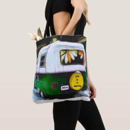 Camper Retro Leben ist eine Reise zu gehen Hippie Tasche