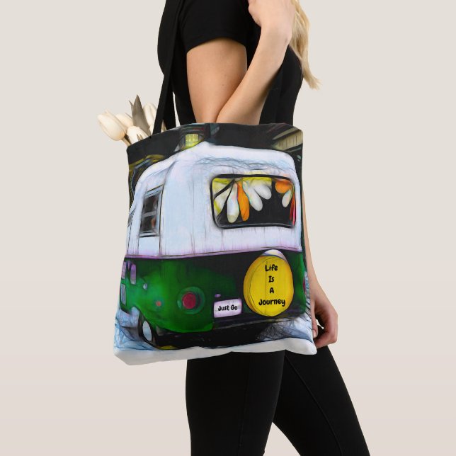 Camper Retro Leben ist eine Reise zu gehen Hippie Tasche (Von Nahem)