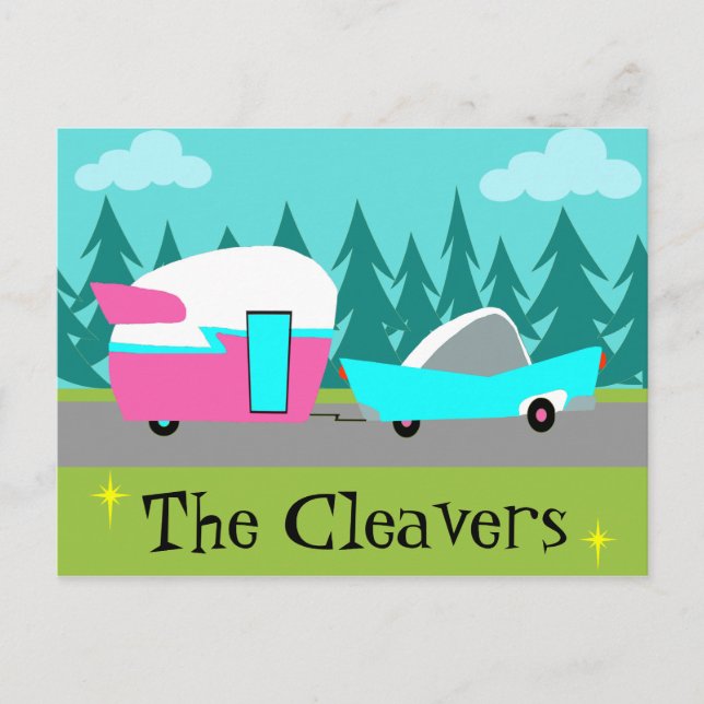 Camper Rétro / Remorque et carte postale (Devant)