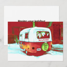 Camper Retro Vintage Weihnachten Roter grüner Urla