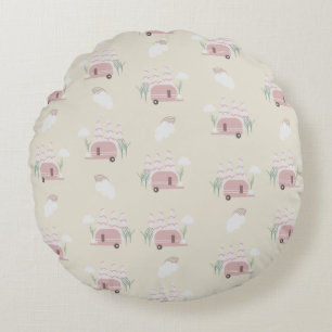 Camper Rosa mit Erdmuster Rundes Kissen