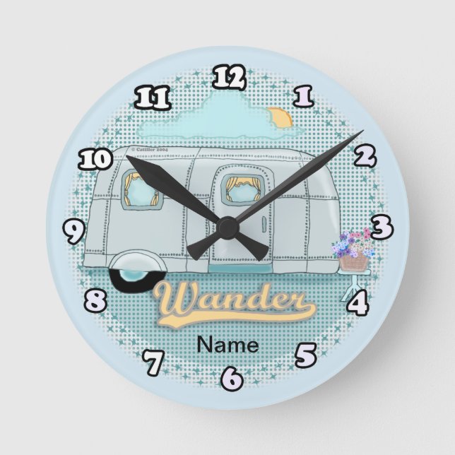 Camper Trailer Clock  Runde Wanduhr (Vorderseite)