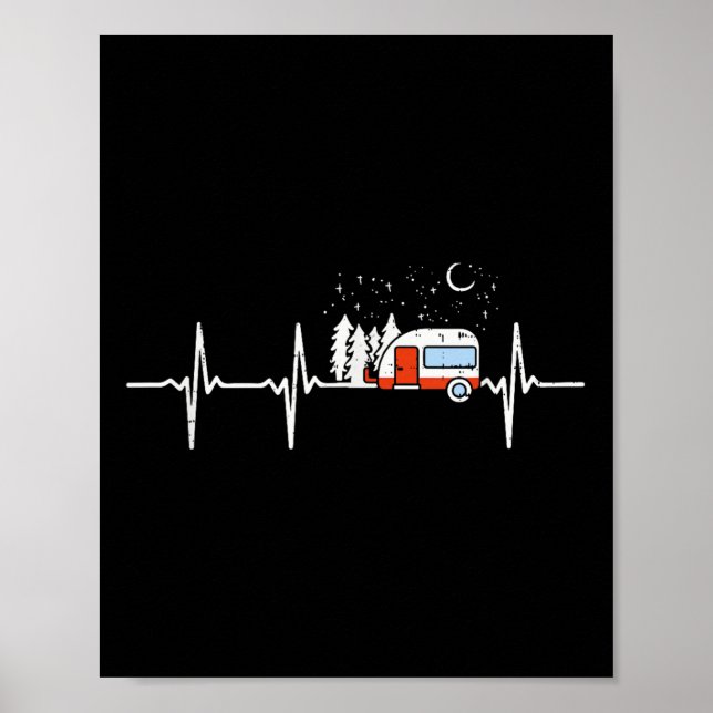 Camper Trailer Teardrop Heartbeat Rv Camping Poster (Vorne)