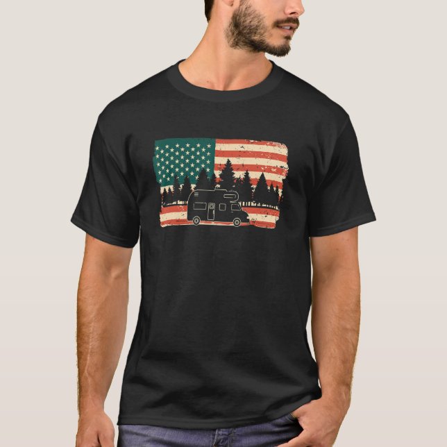 Camper USA Flag Caravan - Funny Camping_1 T-Shirt (Vorderseite)