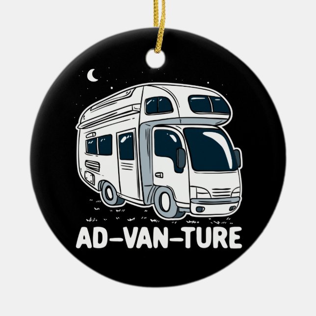 Camper Van Camping Adventure Gag Keramik Ornament (Vorne)