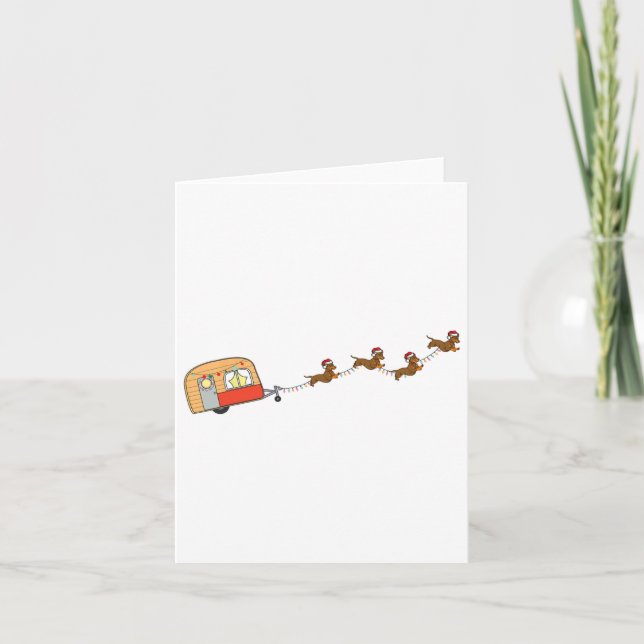 Camper Van Christmas Dackel Sleigh Dackel Dog X- Karte (Vorderseite)