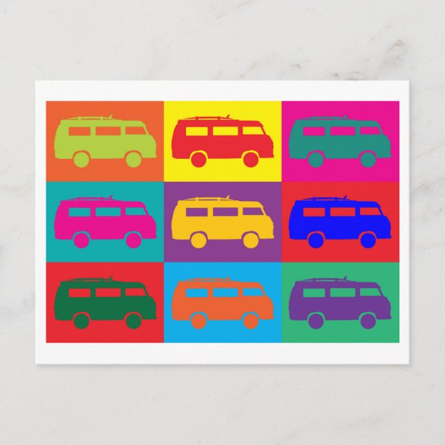 Camper Van Pop Art Postkarte (Vorderseite)