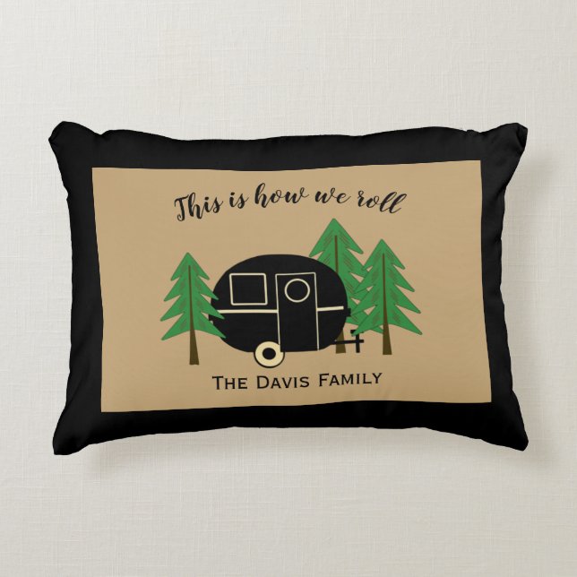 Camper Van Tan und Black Dekokissen (Vorderseite)