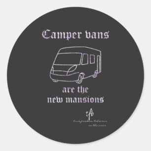 Camper Vans neue Häuser Lila Irid. Sm. Runder Aufkleber