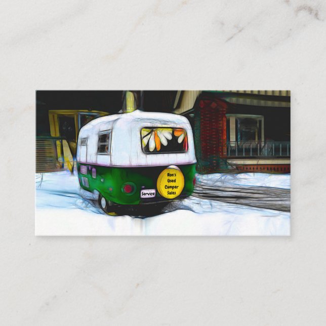 Camper-Verkauf und Service Vintage Trailer Visitenkarte (Vorderseite)