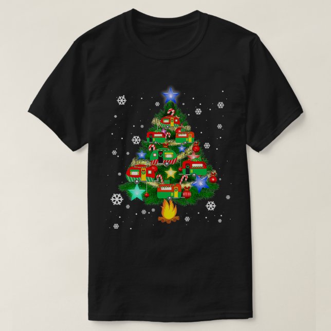 Camper Weihnachtsbaum Cool Vehicles Camping RVing T-Shirt (Design vorne)