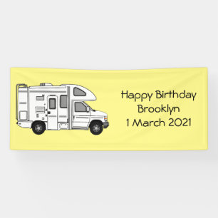 Campervan Cartoon Illustration Banner