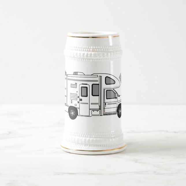 Campervan Cartoon Illustration Bierglas (Mittel)