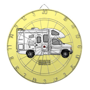 Campervan Cartoon Illustration Dartscheibe