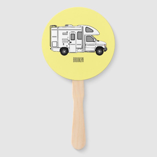 Campervan Cartoon Illustration Fächer (Vorderseite)