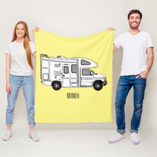 Campervan Cartoon Illustration Fleecedecke