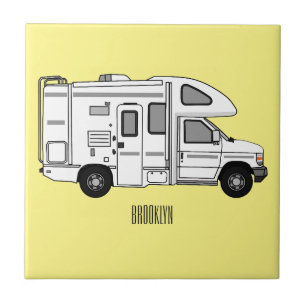 Campervan Cartoon Illustration Fliese