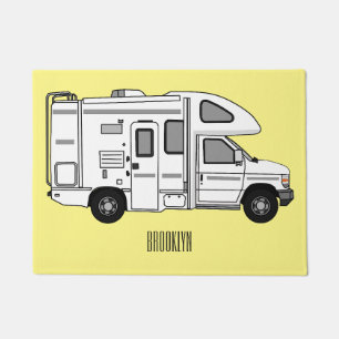 Campervan Cartoon Illustration Fußmatte