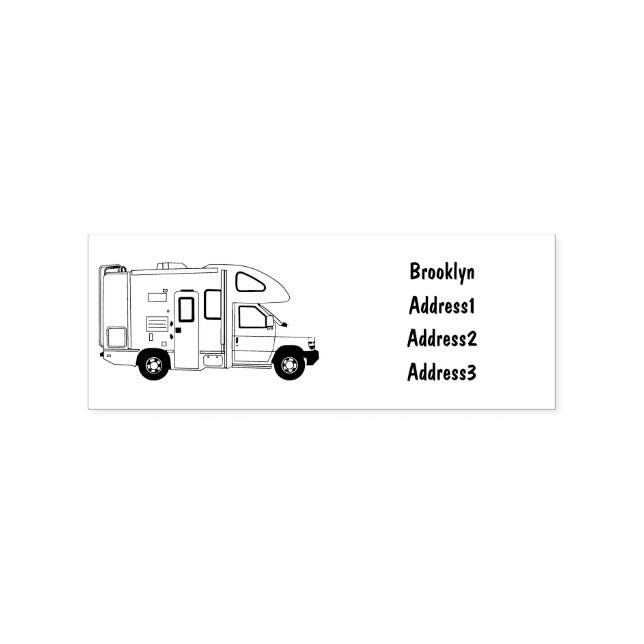 Campervan Cartoon Illustration Gummistempel (Prägung)