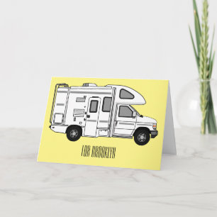Campervan Cartoon Illustration Karte
