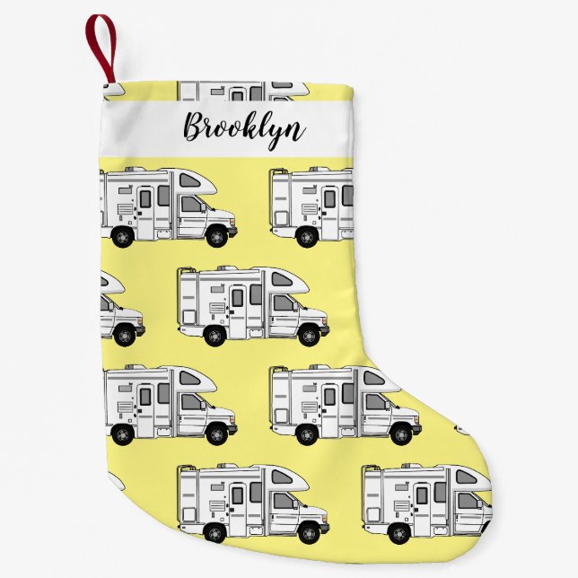 Campervan Cartoon Illustration Kleiner Weihnachtsstrumpf (Vorderseite)