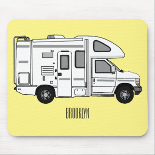 Campervan Cartoon Illustration Mousepad