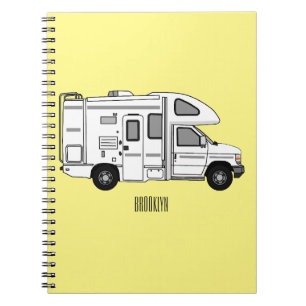 Campervan Cartoon Illustration Notizblock