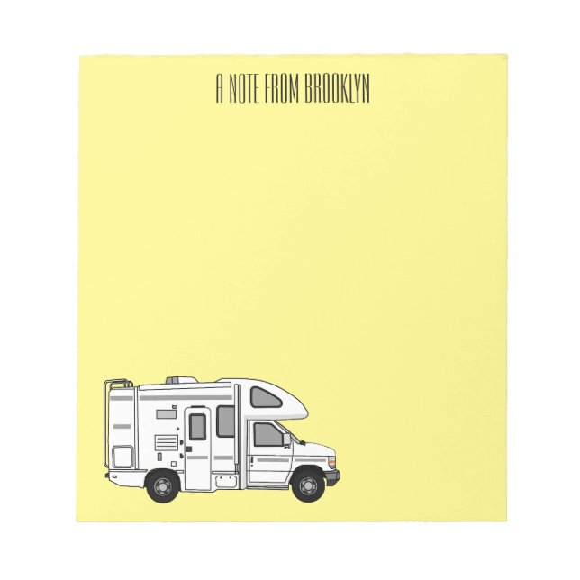 Campervan Cartoon Illustration Notizblock (Vorderseite)
