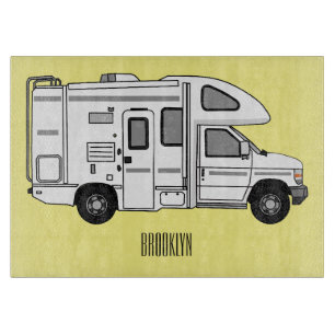 Campervan Cartoon Illustration Schneidebrett
