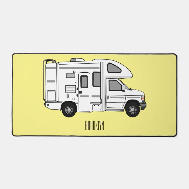 Campervan Cartoon Illustration Schreibtischunterlage (Vorderseite)