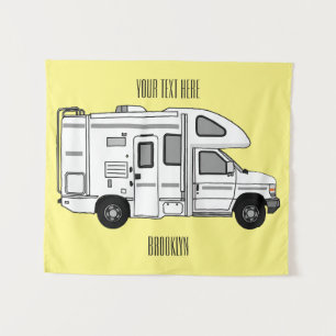 Campervan Cartoon Illustration Wandteppich