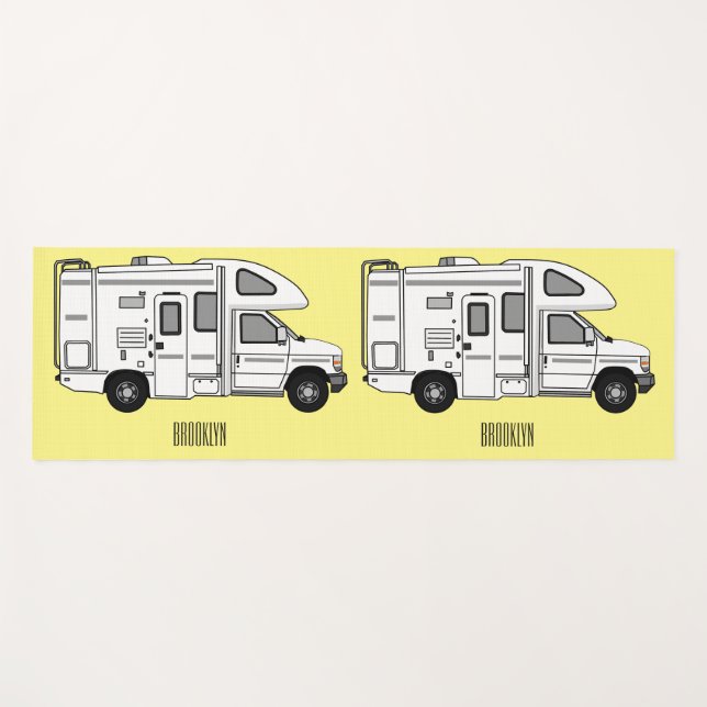 Campervan Cartoon Illustration Yogamatte (Vorderseite (Horizontal))