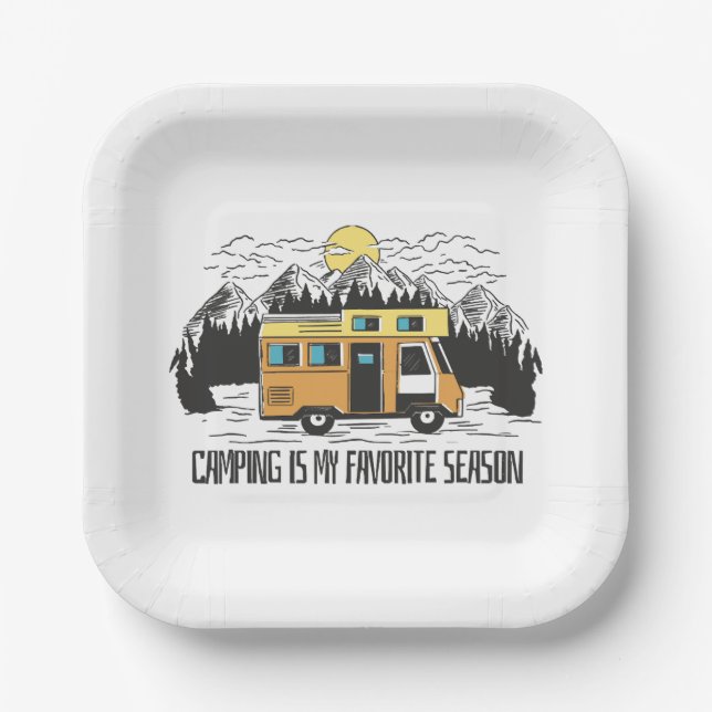 Campervan Mountain Retreat Pappteller (Vorderseite)