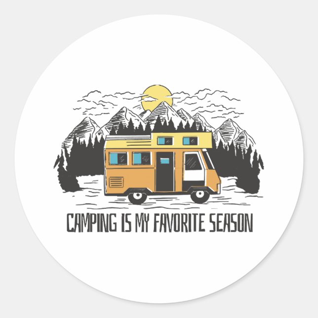 Campervan Mountain Retreat Runder Aufkleber (Vorderseite)