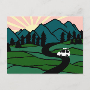 Campervan Mountains Vanlife RV Sunrise Postkarte