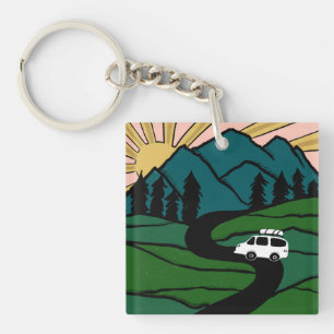 Campervan Mountains Vanlife RV Sunrise Schlüsselanhänger