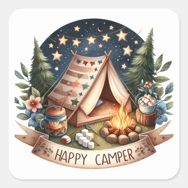 Campeurs heureux Stickers été (Devant)