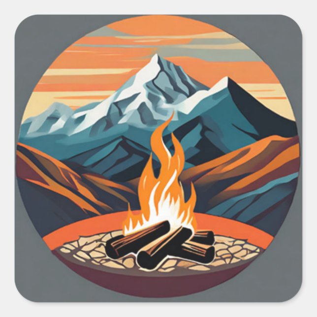 Campfeueraufkleber Quadratischer Aufkleber (Vorderseite)