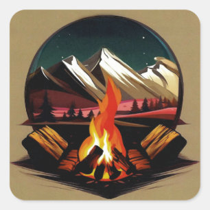 Campfeueraufkleber Quadratischer Aufkleber