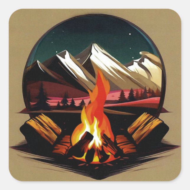 Campfeueraufkleber Quadratischer Aufkleber (Vorderseite)