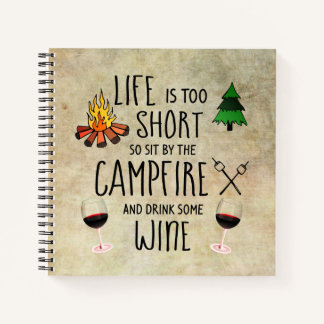 Campfire and Wine Camping Journal Notizbuch