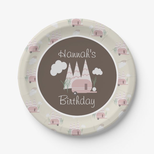 Campfire Camping Outdoor Birthday Boho Pappteller (Vorderseite)