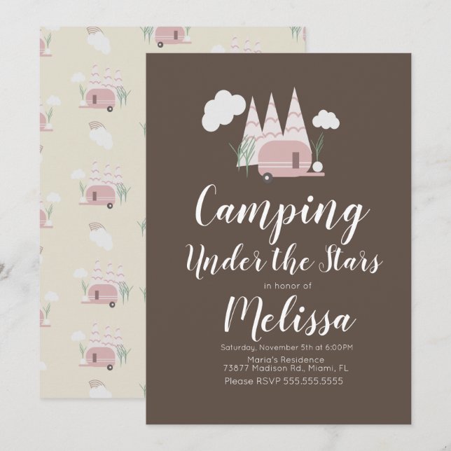 Campfire Camping Outdoor Party Boho Einladung (Vorne/Hinten)