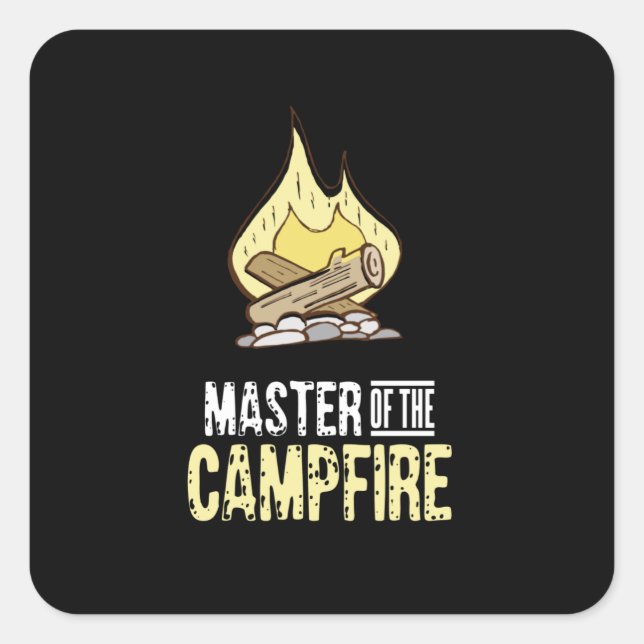 Campfire-Camping Quadratischer Aufkleber (Vorderseite)