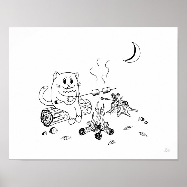 Campfire Cat & Mouse Art Print 100318 Poster (Vorne)