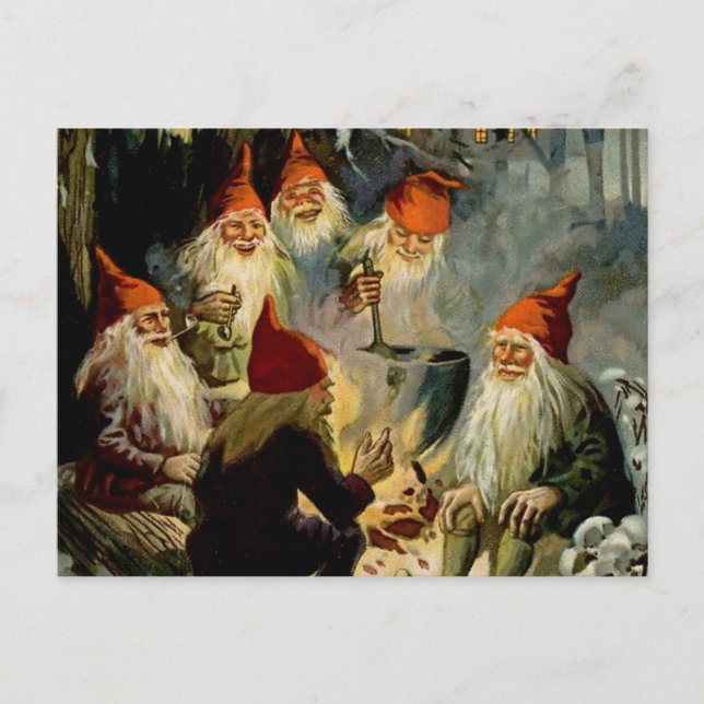 "Campfire Cooking" Elves von Jenny Nystrom Postkarte (Vorderseite)
