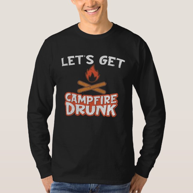 Campfire Drunk Beach Camping Drinking  Humour T-Shirt (Vorderseite)