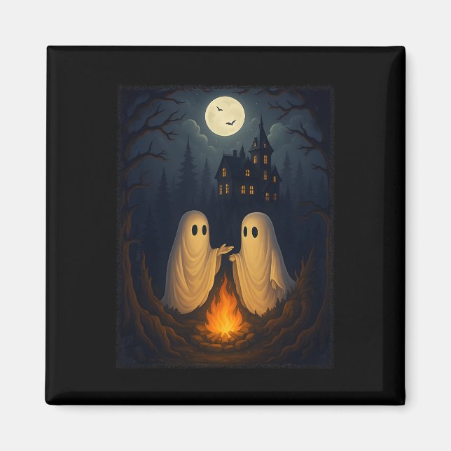 Campfire Ghost Shirt Spuk Forest Bonfire Niedlich Magnet (Vorne)