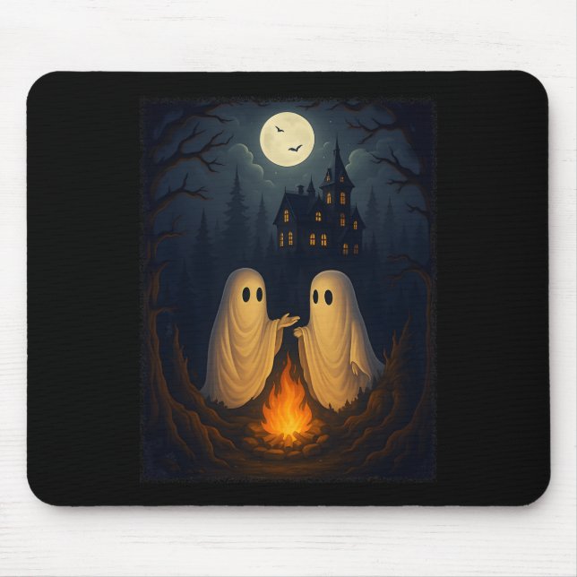 Campfire Ghost Shirt Spuk Forest Bonfire Niedlich Mousepad (Vorne)