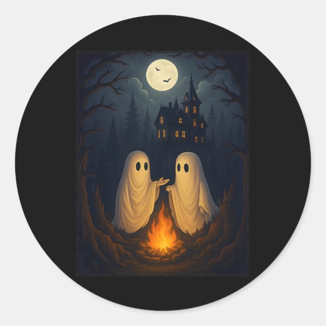 Campfire Ghost Shirt Spuk Forest Bonfire Niedlich Runder Aufkleber (Vorderseite)